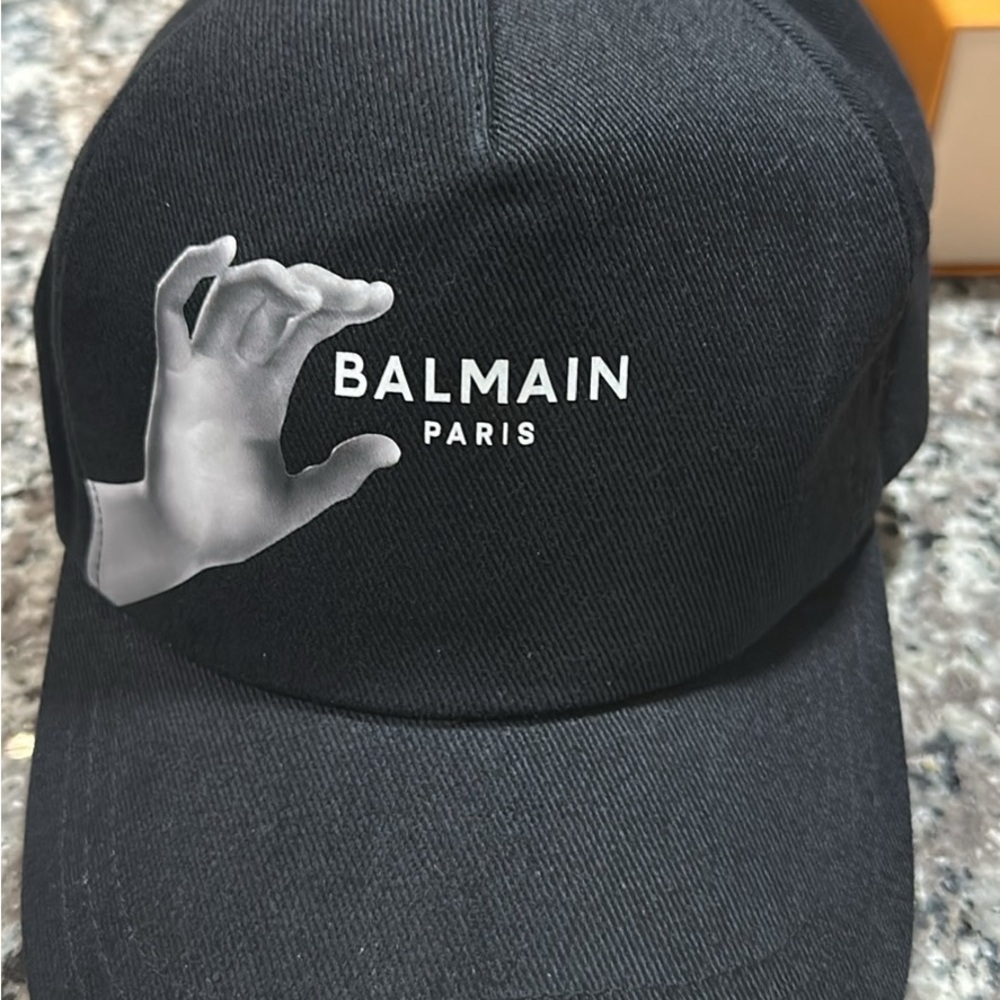 Balmain Black Sculpture Printed Baseball Cap
